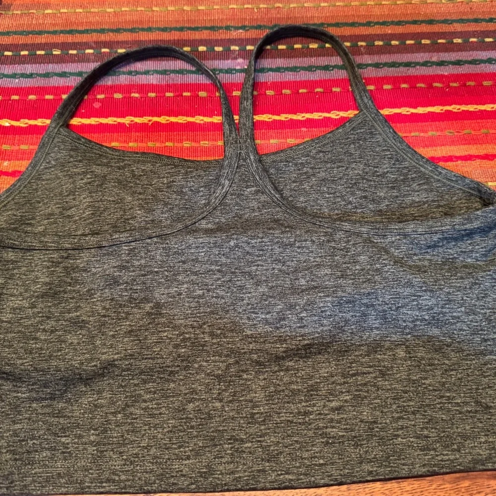 NEW AERIE Charcoal Heathered Crop Top WORKOUT Sz L Built in bra support NWOT